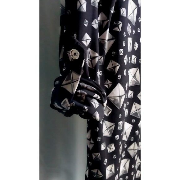 Michael Kors A Line Shirt Dress Womens Blouson Small Diamonds Black and Silver - Picture 7 of 11